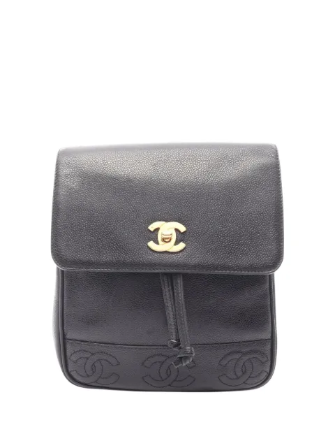 CHANEL Pre-Owned 1996-1997 Caviar Triple CC backpack Black GVINJBL1ZR8GEE06