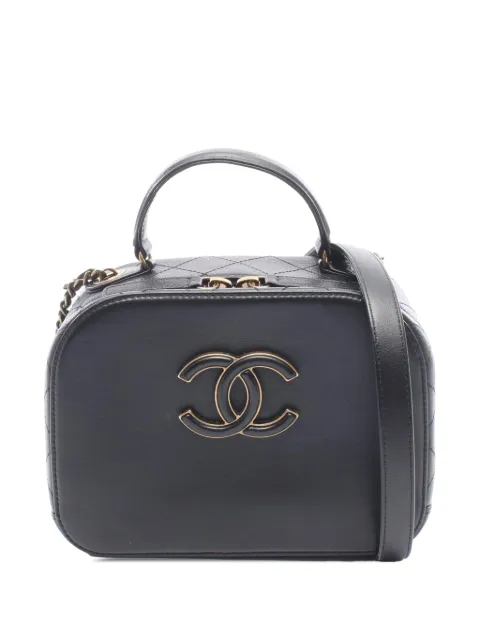 CHANEL Pre-Owned 2017-2018 Goatskin Leather Coco Curve Small Vanity Bag satchel Black HRYNWERQV83TZOIA