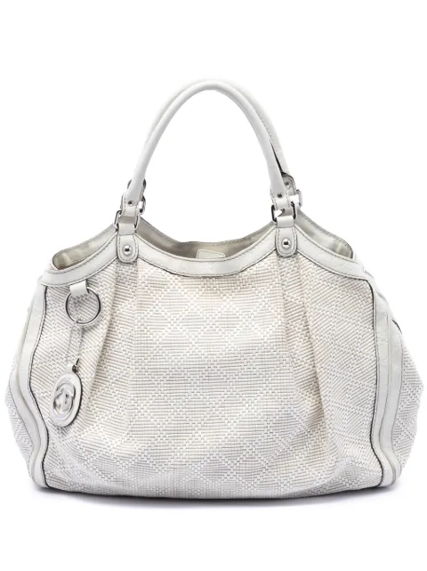 Gucci Pre-Owned 2016-2026 Large Diamante Raffia Sukey tote bag White A2REDFQYM4B6D7F7