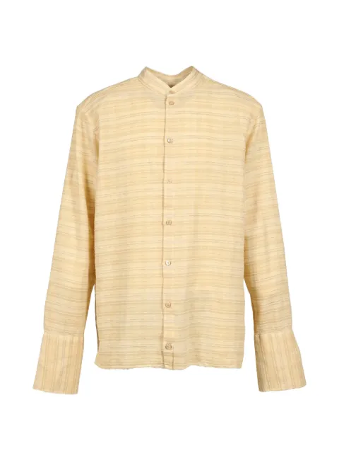 424 striped band-collar shirt Yellow FF6SMS15APTQ085