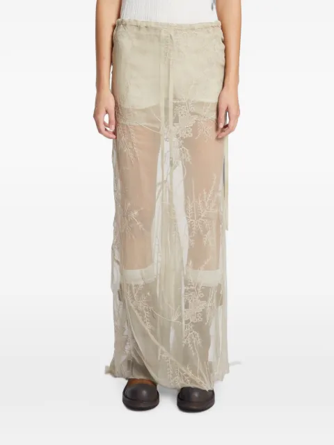 Ann Demeulemeester embroidered silk-voile maxi skirt Neutrals B0012791FA735