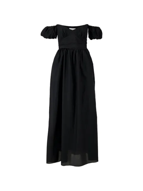 Matteau off-shoulder gathered midi dress Black OFSDRPL