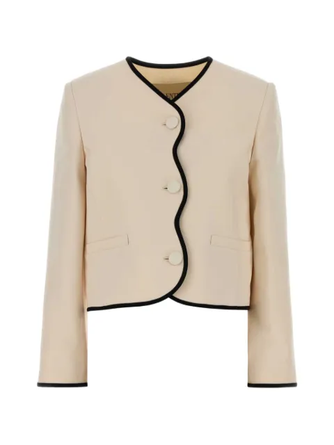 Valentino Garavani scalloped-edge contrast-trim jacket Neutrals BCE5X71CF