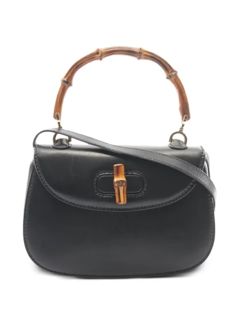 Gucci Pre-Owned 2000s Bamboo handle leather tote bag Black 1085471
