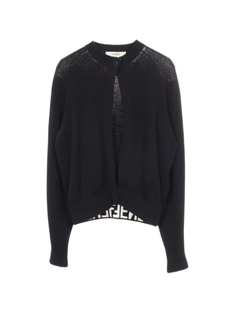 Fendi Pre-Owned 2010s logo-trim knit cardigan Black 1082383