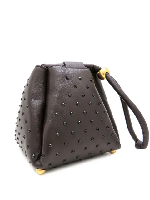 Bottega Veneta Pre-Owned 2012-2026 Crystal Embellished Lambskin Square Puffy Bag clutch bag Brown WQ39OZN868LQ75TG