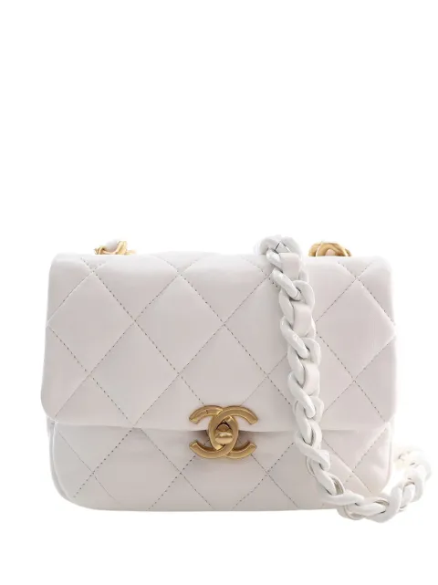 CHANEL Pre-Owned 2021-2026 Mini Quilted Lambskin Candy Chain Flap crossbody bag White GLNFVCDIRBWZ4GXX