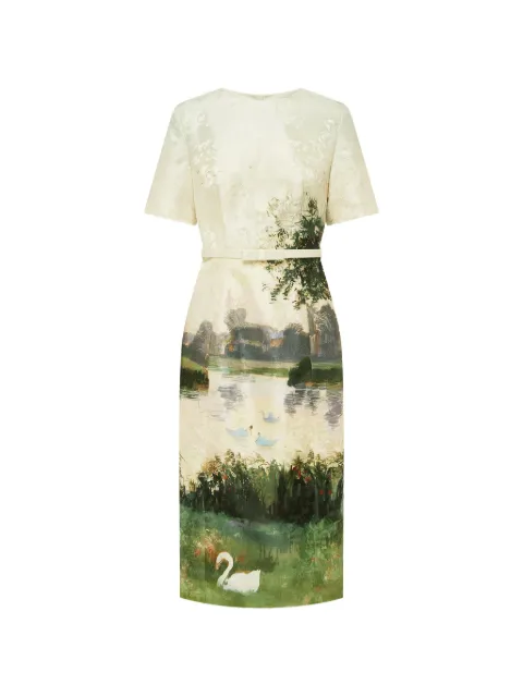 Leo Lin Elizabeth jacquard-pattern midi dress Neutrals LLFW260271NOVELTY