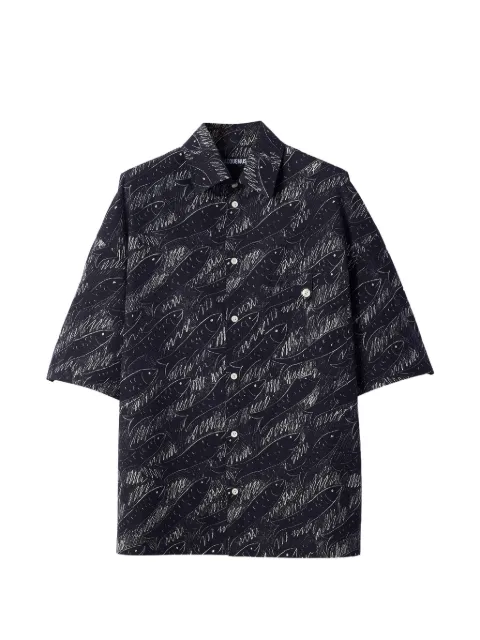 Jacquemus Rio fish-print short-sleeve shirt Black SHM00634AW00691