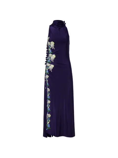 Rabanne floral-embroidered sleeveless maxi dress Purple 26AJRO351VI0267