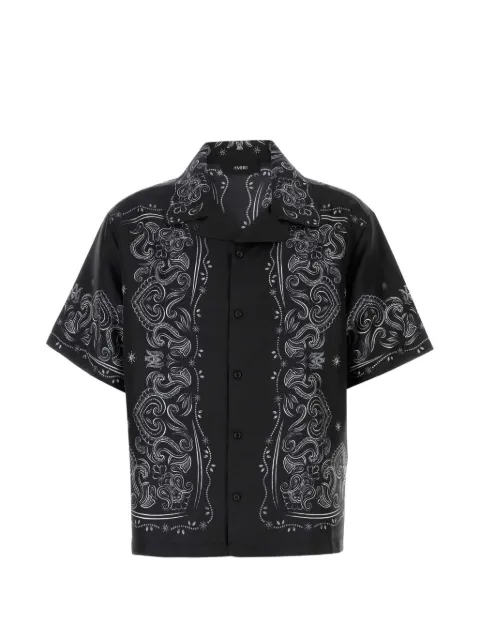 AMIRI bandana paint oversized bowling shirt Black AMTOSH1049