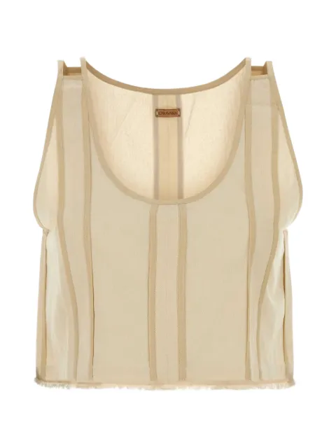 Caravana Avani frayed-edge crop top Neutrals AVANI