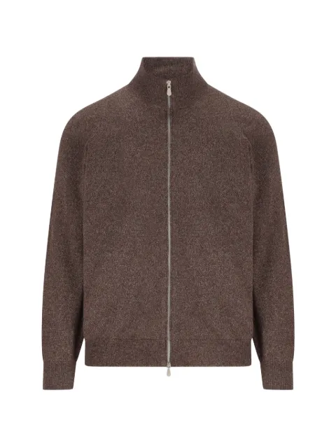 Brunello Cucinelli zip-up ribbed-trim sweater Brown MQS00106CU766