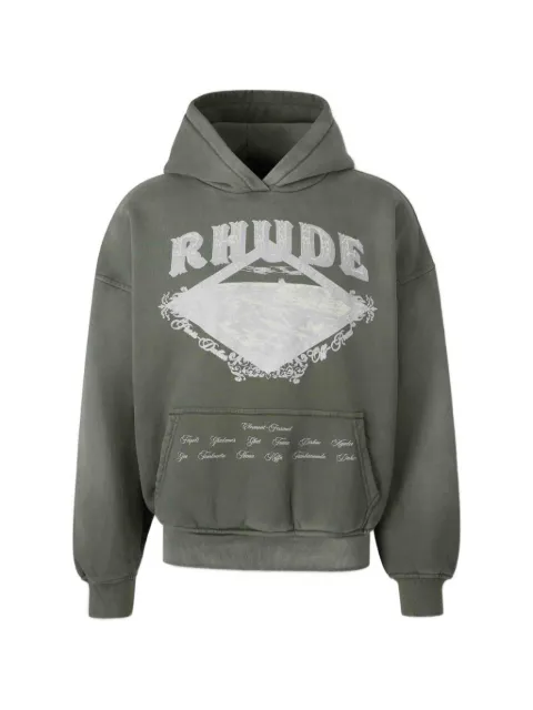 RHUDE logo-print pouch-pocket hoodie Green RHPF26HO08012100COTTON
