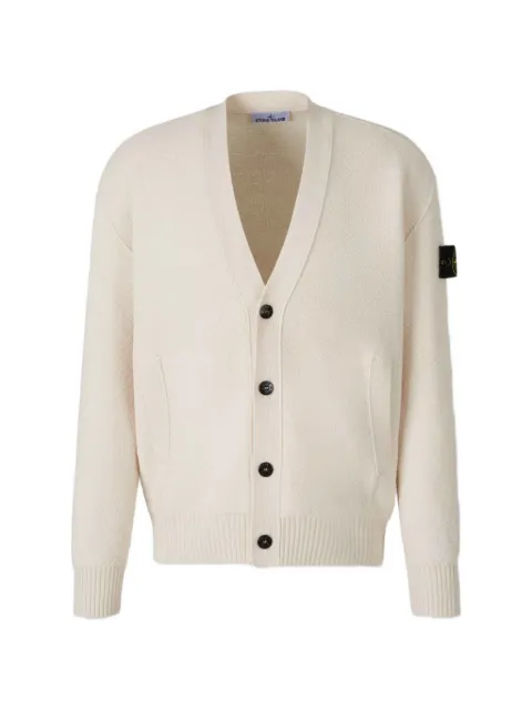 Stone Island logo-patch button-up cardigan Neutrals L2S155100010S01C4