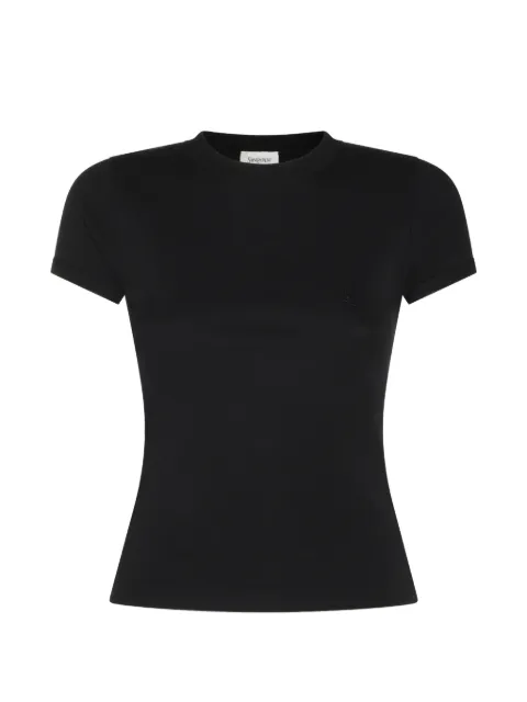 Saint Laurent Cassandre embroidered T-shirt Black 869630PCEXY38BD1000