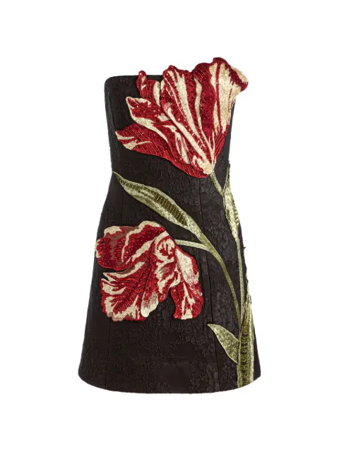alice + olivia Katia sequin-embellished floral-embroidered mini dress Black CC607E33548