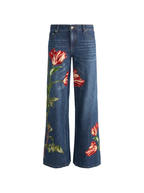 alice + olivia Amazing floral-embroidered jeans Blue CD607D23133