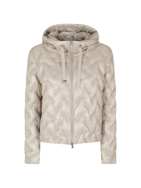 Herno chevron-quilted hooded jacket Neutrals PI00169DR12017Z