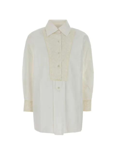 BODE lace-panelled pleated shirt White WRS26SH008