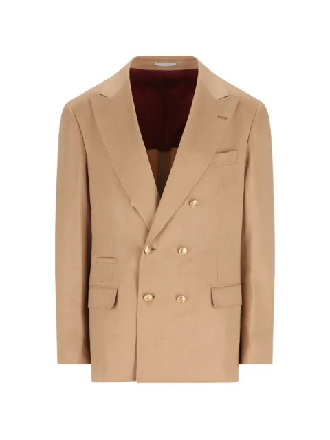 Brunello Cucinelli double-breasted peak-lapel blazer Neutrals MV4377BPDGC001