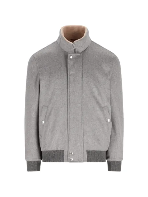 Brunello Cucinelli shearling-lined zip-up jacket Grey MQ4566028CID86