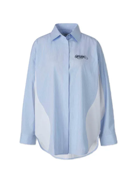 Off-White striped embroidered-logo shirt Blue 2FB00670TW488