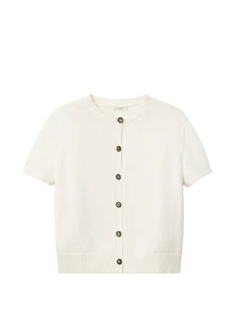 Lafayette 148 short-sleeve crew-neck cardigan Neutrals MWFB8RKK96