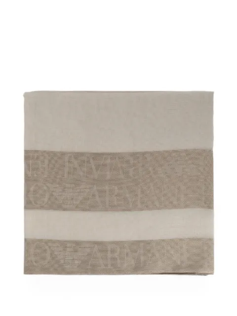 Emporio Armani logo-jacquard frayed scarf Neutrals EW005040AF27282