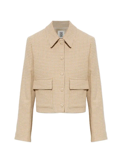 By Malene Birger Annie houndstooth-pattern cropped jacket Neutrals 104147