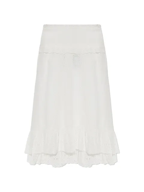 Ulla Johnson Violetta broderie-anglaise ruffled midi skirt White PF260302