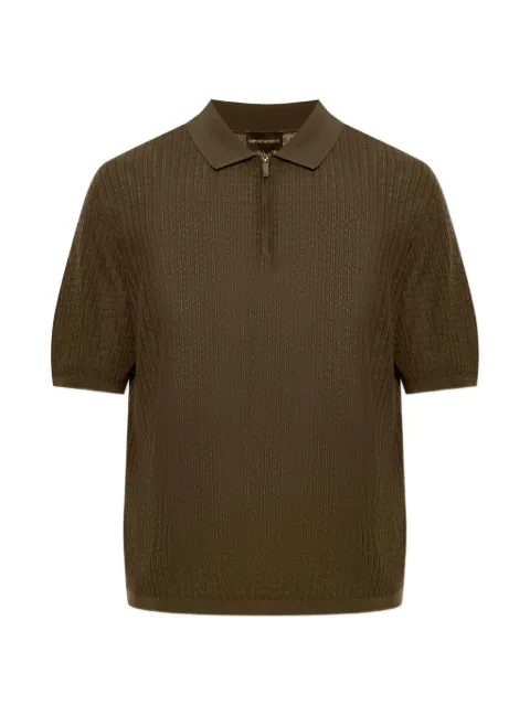Emporio Armani weave-knit zip-neck polo shirt Green EM006298AF27829