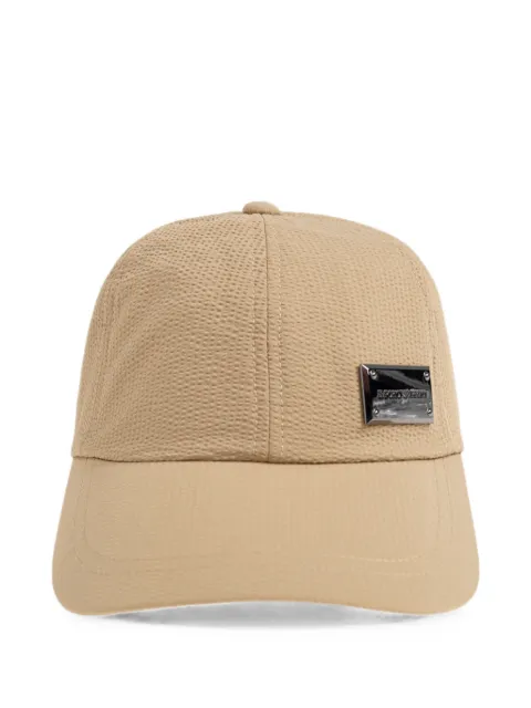 Emporio Armani logo-plaque seersucker baseball cap Neutrals EM007023AF28011
