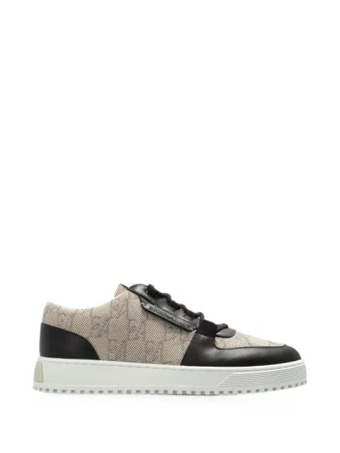 Emporio Armani monogram-print panelled sneakers Neutrals EM007326AF29506
