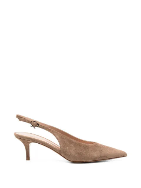 Gianvito Rossi pointed-toe slingback pumps Brown G9553855RICCAM