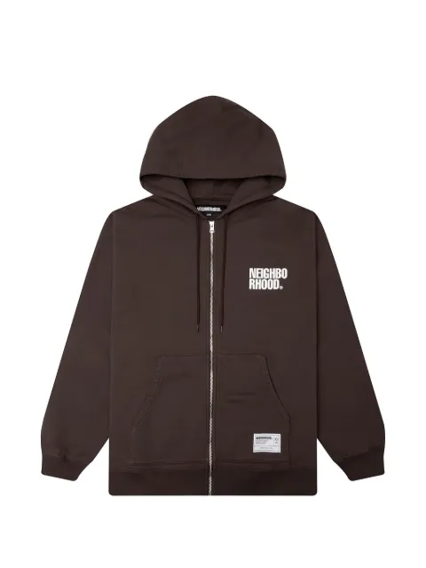 Neighborhood logo-print zip-up hoodie Brown 252UWNHCSM03BRO