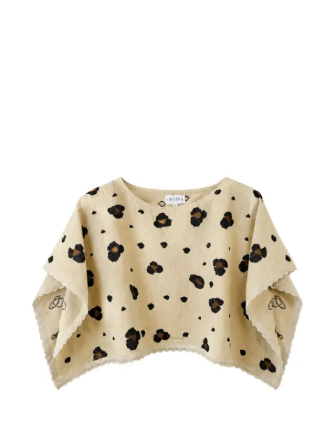 orsina animalier-print lace-trim top Neutrals ANIMALIERTOPPASTEL