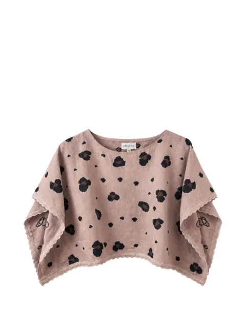 orsina leopard-print lace-trim top Neutrals ANIMALIERTOPPASTEL