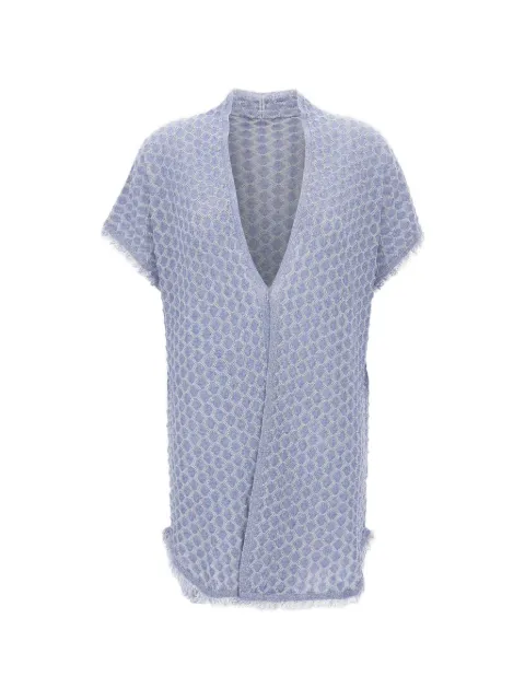 Kangra fringed short-sleeve cardi-coat Blue 152004