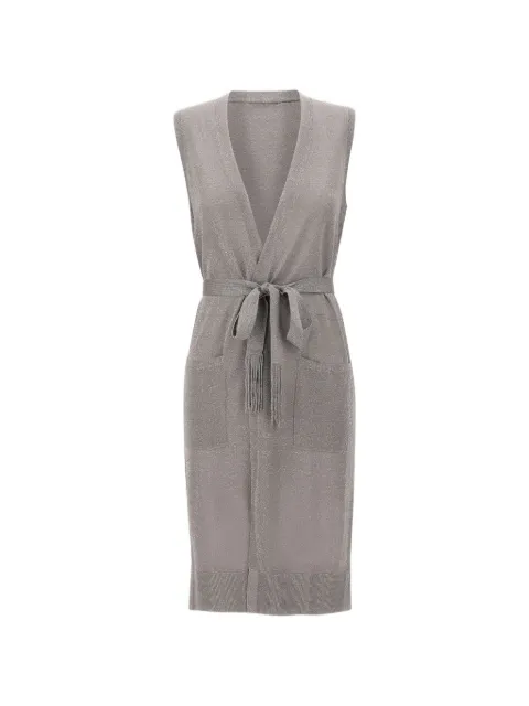 Kangra lurex-knit belted cardi-coat Grey 197007