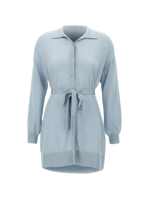 Kangra belted lurex cardi-coat Blue 197035
