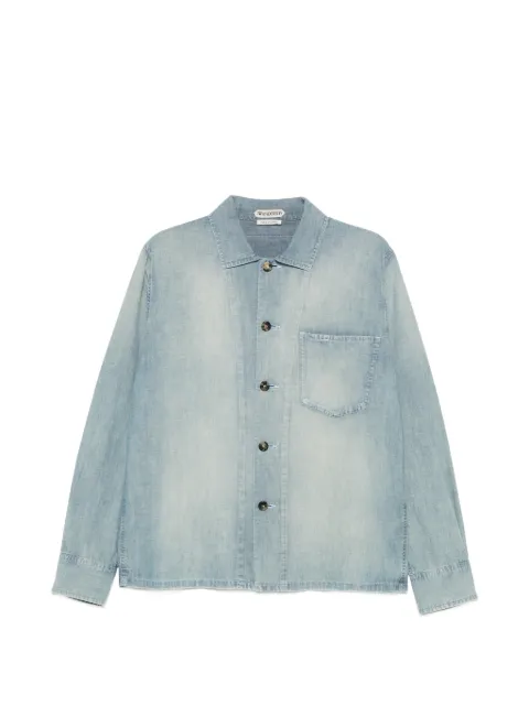 JW Anderson Chambray logo-patch chest-pocket cotton shirt Blue DS0018PG1982