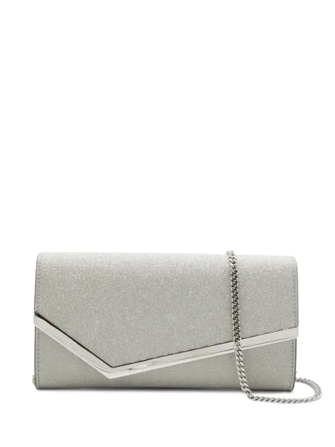 Jimmy Choo Emmie glitter-finish clutch bag Silver EMMIEIGTAA0009