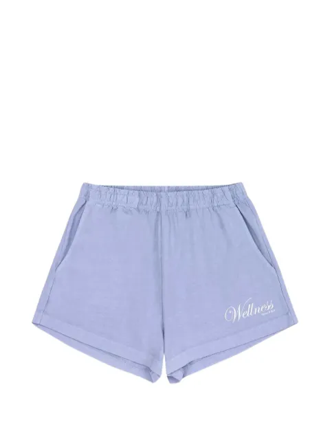 Sporty & Rich Avenue Disco logo-print mini shorts Blue SH03776083