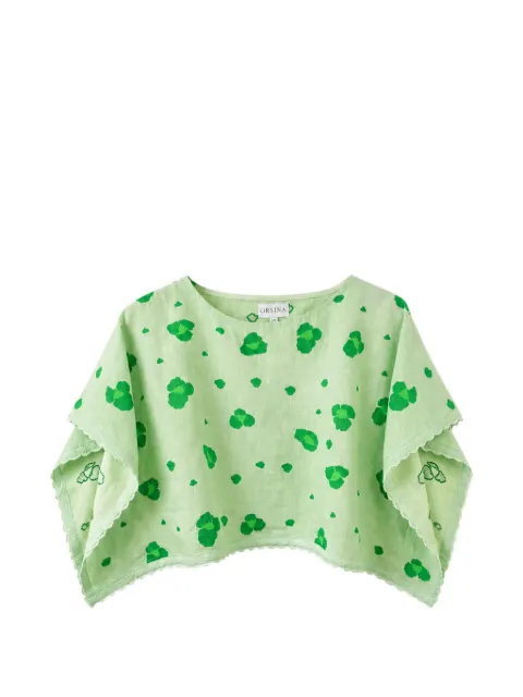 orsina animalier-print scalloped top Green ANIMALIERTOPPASTEL