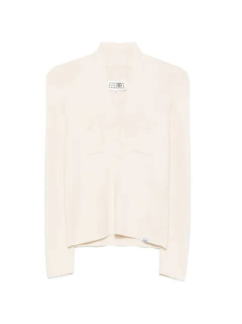 MM6 Maison Margiela V-neck pocket-detail sweater Neutrals S62HN0010M13274