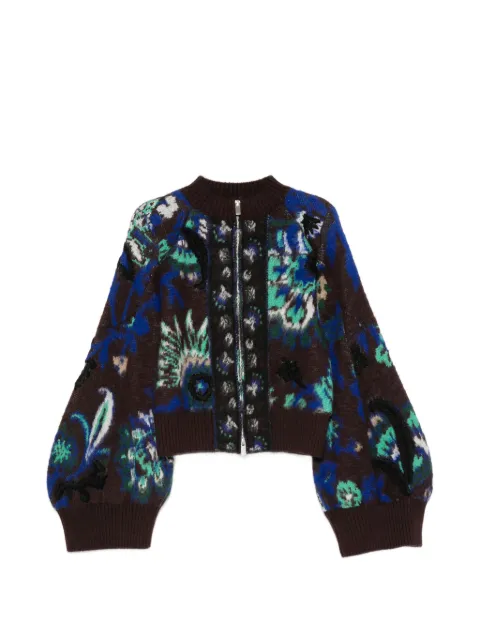 sacai floral-print embroidered jacket Brown 2608606601