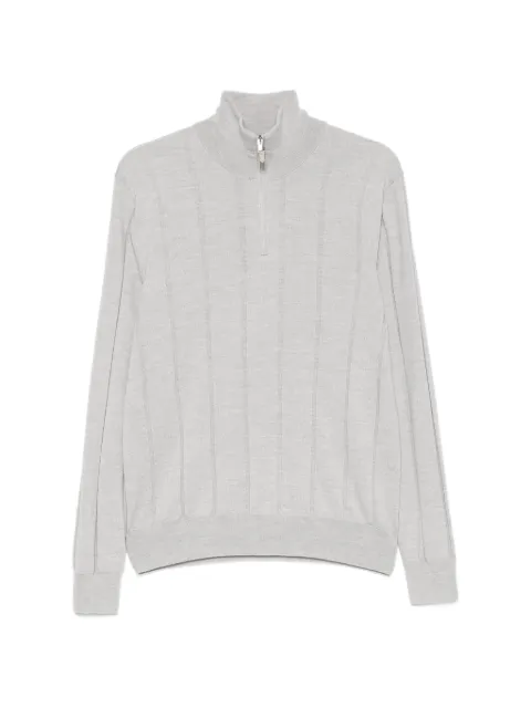 Canali ribbed-knit quarter-zip sweater Grey MK02483C0015