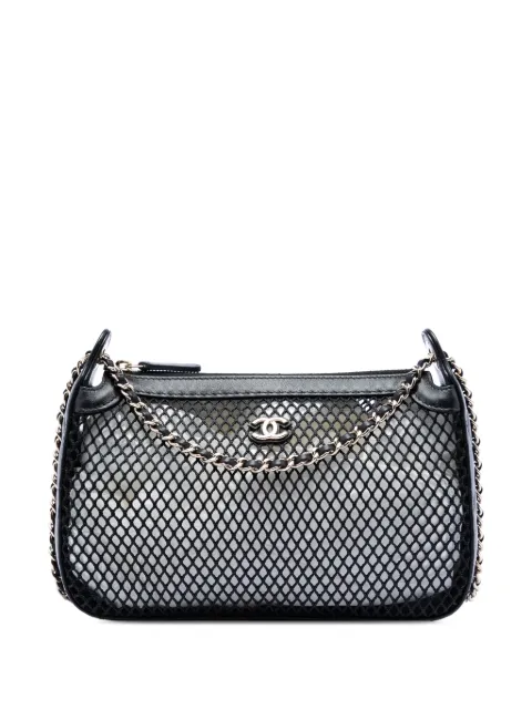 CHANEL Pre-Owned 2021-2026 CC Mesh and Shiny Lambskin Clutch with Chain shoulder bag Black XDC7NEEIESFIIYNR