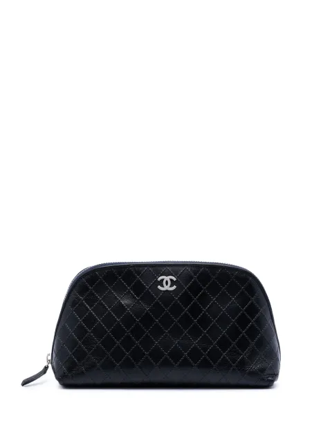 CHANEL Pre-Owned 2006-2008 CC Diamond Embossed Calfskin Cosmetic pouch Black QZMIVPMOB4CWPIOZ